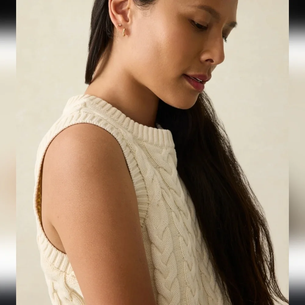 Faherty Sunwashed Organic Cotton Knit Sweater Vest NWT